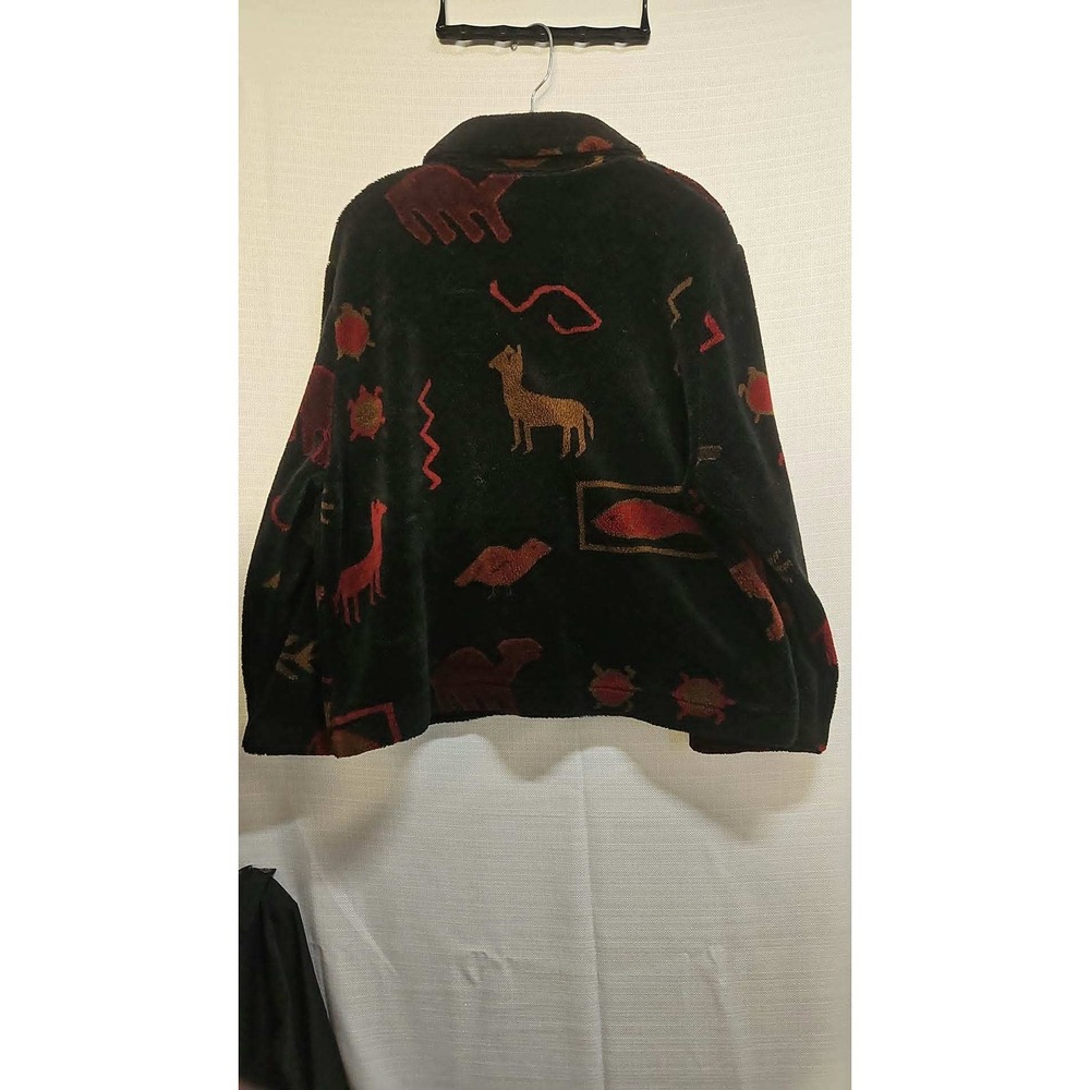 Vintage Cactus Flower Southwestern Plush Fleece Jacket Medium